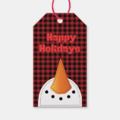 Wintervakantie Funny Snowman Cartoon Gezicht Cadeaulabel (Voorkant)