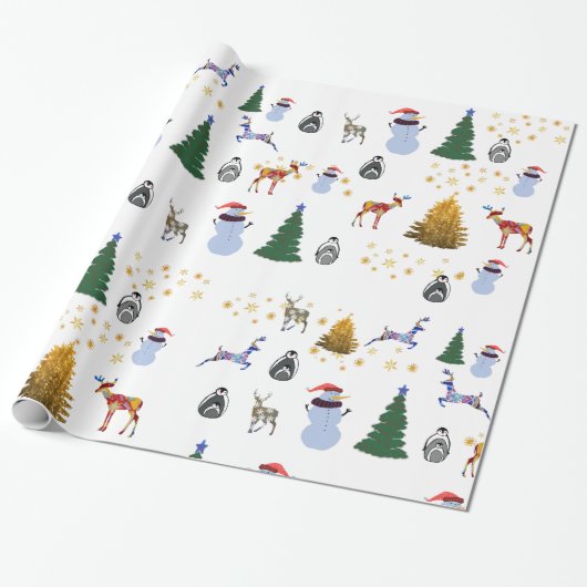 Wintervakantie Glossy Wrapping Paper, 30 in x 6 ft Cadeaupapier (Uitgerold)