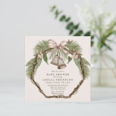 Wintervakantie groen | Baby shower van Boho Kaart (Staand voorkant)