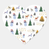 Wintervakantie hart Stickers, glanzend Hart Sticker (Voorkant)