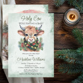 Wintervakantie Highland Holy Koe Baby shower Kaart