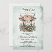Wintervakantie Highland Holy Koe Baby shower Kaart (Voorkant)