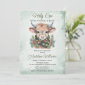 Wintervakantie Highland Holy Koe Baby shower Kaart (Staand voorkant)
