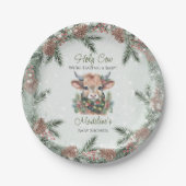 Wintervakantie Highland Holy Koe Baby shower Papieren Bordje (Voorkant)