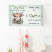Wintervakantie Highland Holy Koe Baby shower Spandoek (Insitu)