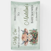 Wintervakantie Highland Holy Koe Baby shower Spandoek (Verticaal)