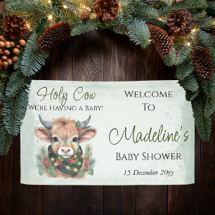 Wintervakantie Highland Holy Koe Baby shower Spandoek