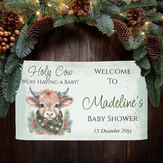 Wintervakantie Highland Holy Koe Baby shower Spandoek