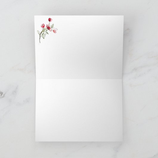 Wintervakantie holly RED BERRY bijkantoren Bedankkaart (Binnen)