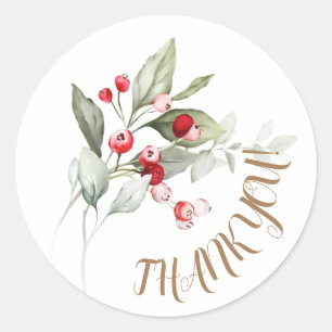 Wintervakantie holly RED BERRY bijkantoren Ronde Sticker