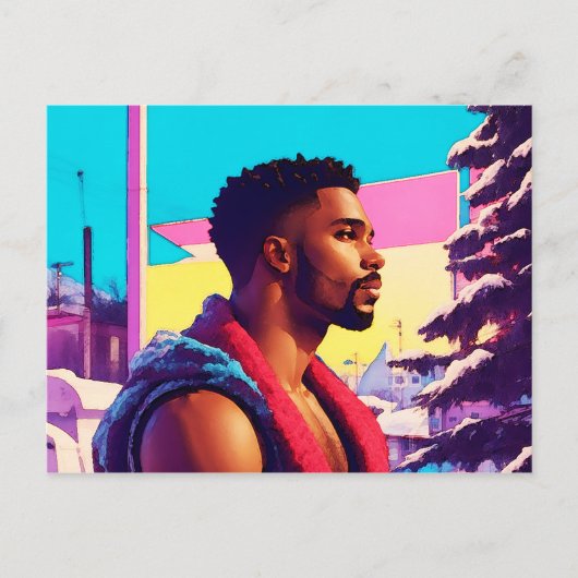 Wintervakantie Hunk 01 Briefkaart (Voorkant)