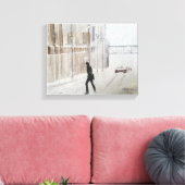 WINTERVAKANTIE IN DE STAD WATERVERF CANVAS AFDRUK (Insitu (Woonkamer))