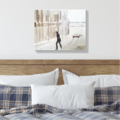 WINTERVAKANTIE IN DE STAD WATERVERF CANVAS AFDRUK (Insitu (Slaapkamer))