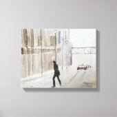 WINTERVAKANTIE IN DE STAD WATERVERF CANVAS AFDRUK (Voorkant)