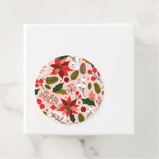 wintervakantie in Poinsettia Bedankjes Labels (In situ)
