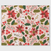 wintervakantie in Poinsettia Cadeaupapier (Vlak)