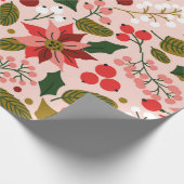 wintervakantie in Poinsettia Cadeaupapier (Hoek)