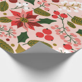 wintervakantie in Poinsettia Cadeaupapier (Hoek)