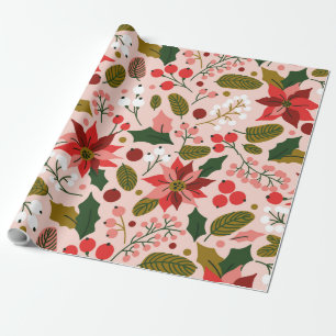 wintervakantie in Poinsettia Cadeaupapier