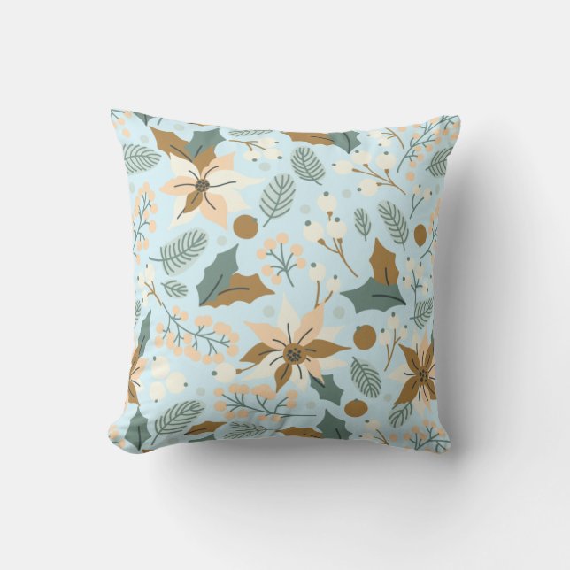 wintervakantie in Poinsettia Kussen (Voorkant)