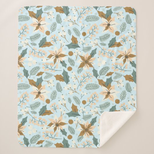 wintervakantie in Poinsettia Sherpa Deken (Voorkant)