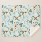 wintervakantie in Poinsettia Sherpa Deken (Voorkant (horizontaal))