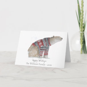 Wintervakantie Kerst Kaart, Polar Beer Jumper Kaart