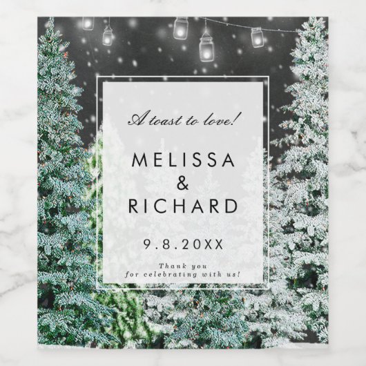 Wintervakantie Kerstmis bruiloft douche fles Wijn Etiket (Enkel label)