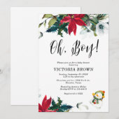 Wintervakantie Kerstmis Poinsettia Baby shower Kaart (Voorkant / Achterkant)