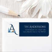 Wintervakantie | Letter A Monogram Adreslabel Etiket (Insitu)