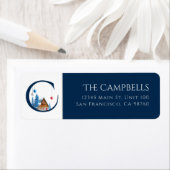 Wintervakantie | Letter C Monogram Adreslabel Etiket (Insitu)