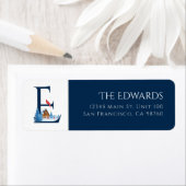 Wintervakantie | Letter E Monogram Adreslabel Etiket (Insitu)