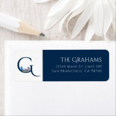 Wintervakantie | Letter G Monogram Adreslabel Etiket (Insitu)