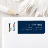 Wintervakantie | Letter H Monogram Adreslabel Etiket (Insitu)