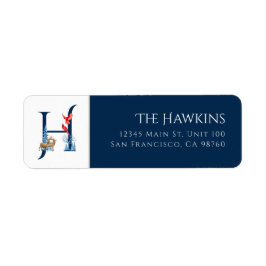 Wintervakantie | Letter H Monogram Adreslabel Etiket