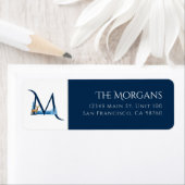 Wintervakantie | Letter M Monogram Adreslabel Etiket (Insitu)