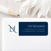 Wintervakantie | Letter N Monogram Adreslabel Etiket (Insitu)