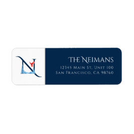 Wintervakantie | Letter N Monogram Adreslabel Etiket