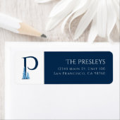 Wintervakantie | Letter P Monogram Adreslabel Etiket (Insitu)