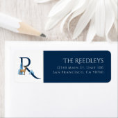 Wintervakantie | Letter R Monogram Adreslabel Etiket (Insitu)