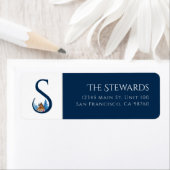 Wintervakantie | Letter S monogram adreslabel Etiket (Insitu)