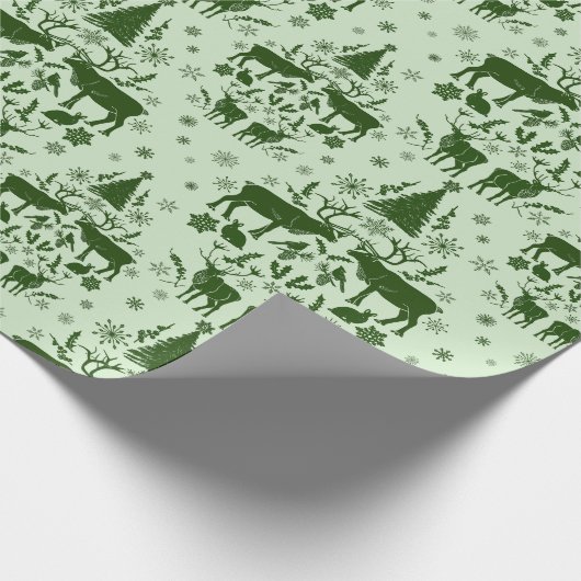 Wintervakantie met rendieren, sneeuwkonijnen, bome cadeaupapier (Hoek)