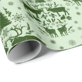 Wintervakantie met rendieren, sneeuwkonijnen, bome cadeaupapier (Rol Hoek)