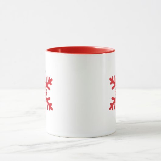 Wintervakantie met rood en wit kerstsnowflake mok (Midden)