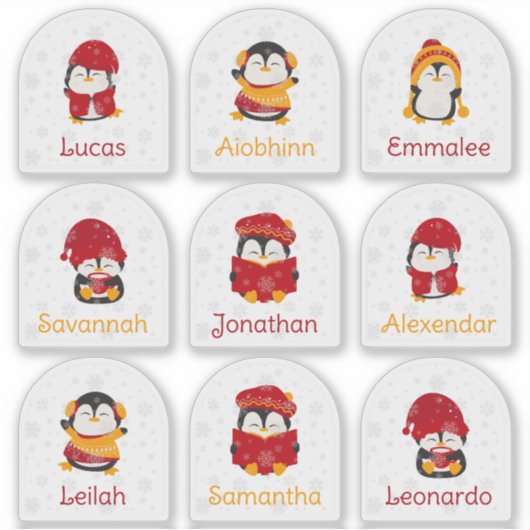 Wintervakantie Naam Stickers (Voorkant)