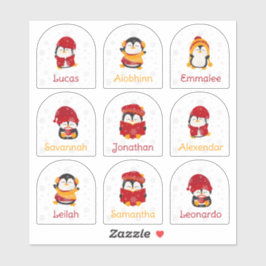Wintervakantie Naam Stickers