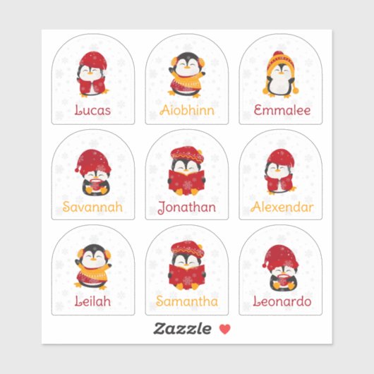Wintervakantie Naam Stickers (Vel)