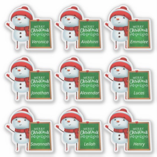 Wintervakantie Naam Stickers (Voorkant)