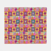 wintervakantie-patchwork fleece deken (Voorkant (Horizontaal))