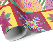 Wintervakantie Patchwork Foto Cadeaupapier (Rol Hoek)